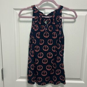 Summer Top ☀️ Navy Blue Anchor Print Sleeveless Top